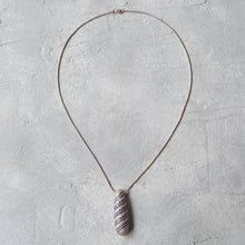 Load image into Gallery viewer, Full view of 14K gold sapphire and diamond pendant necklace with chain
