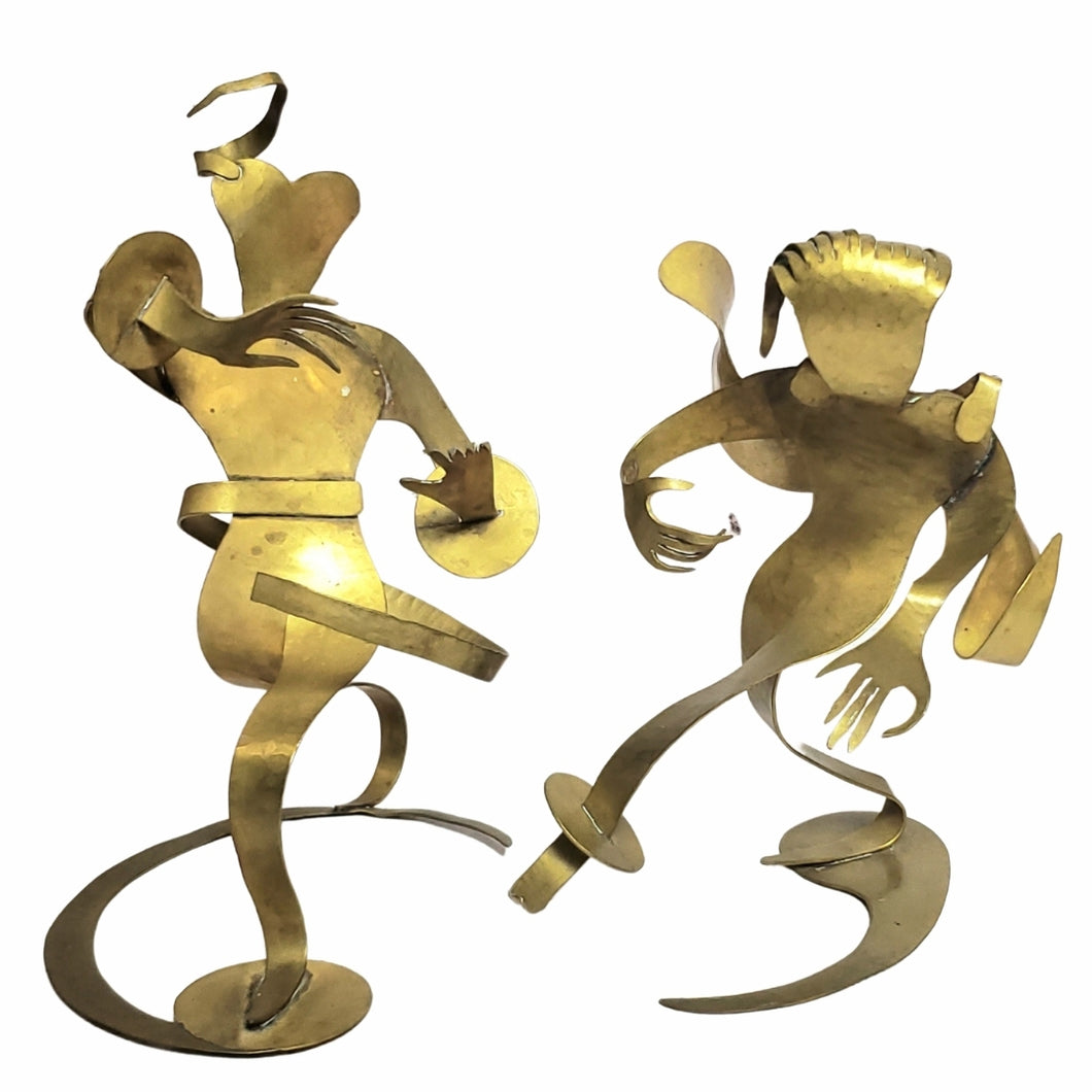 Pair Vintage Brass Ansbach Dancers