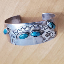 Load image into Gallery viewer, Native American Turquoise Sterling Cuff
