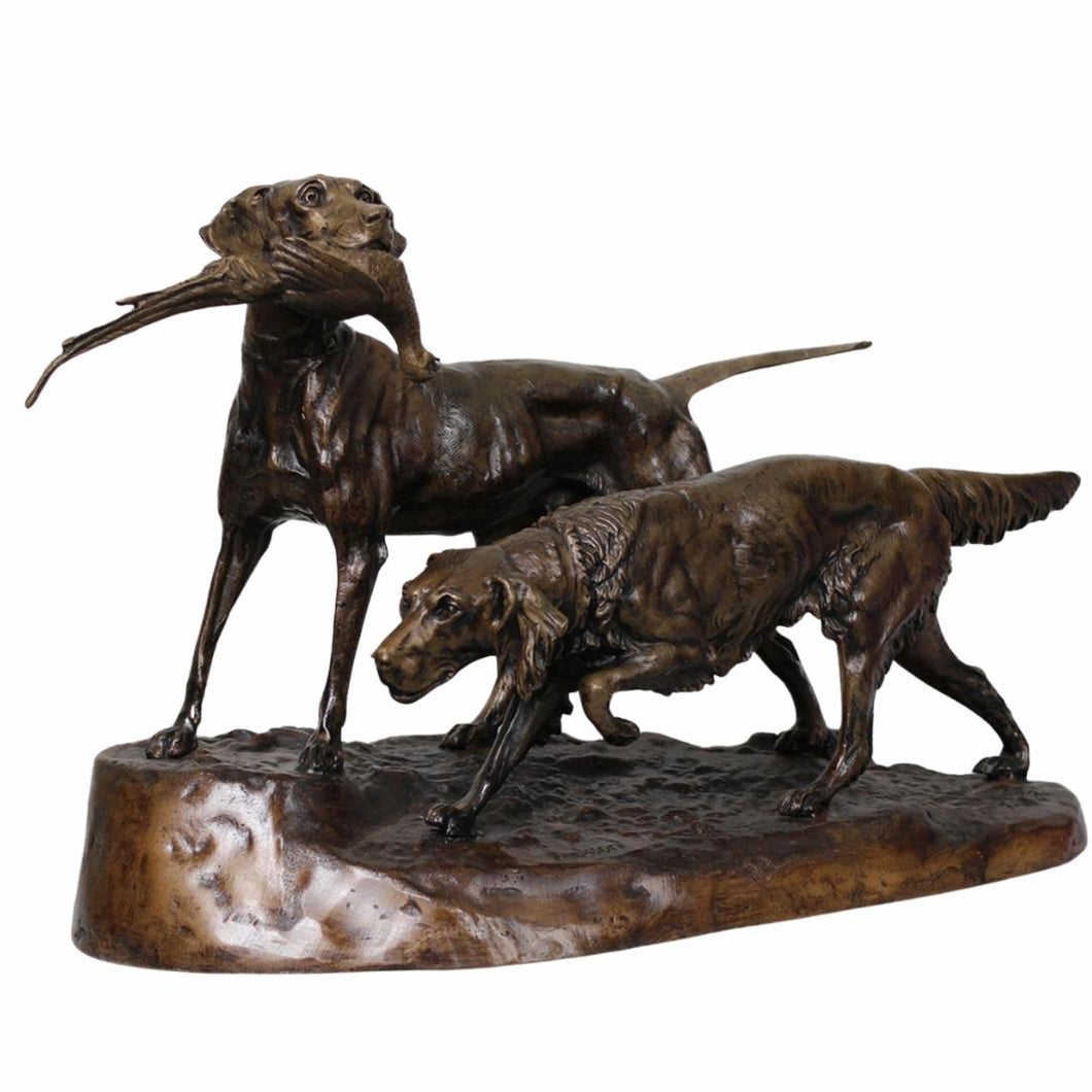 Bronze Hunting Dogs Sculpture