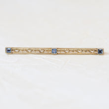 Load image into Gallery viewer, Antique gold Strobell &amp; Crane Pin Sapphire
