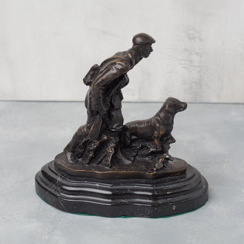 Pierre-Jules Mene Bronze Sculpture: Hunter & Dog