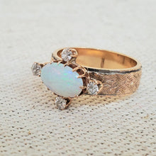 Load image into Gallery viewer, 14K Gold, Oval Opal, and Diamonds Ring
