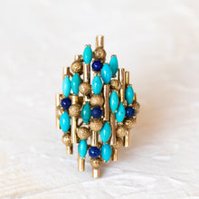 Load image into Gallery viewer, Gold Turquoise Lapis Ring
