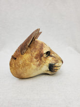 Load image into Gallery viewer, Hib Sabin Juniper Wood Cougar Mask on Stand
